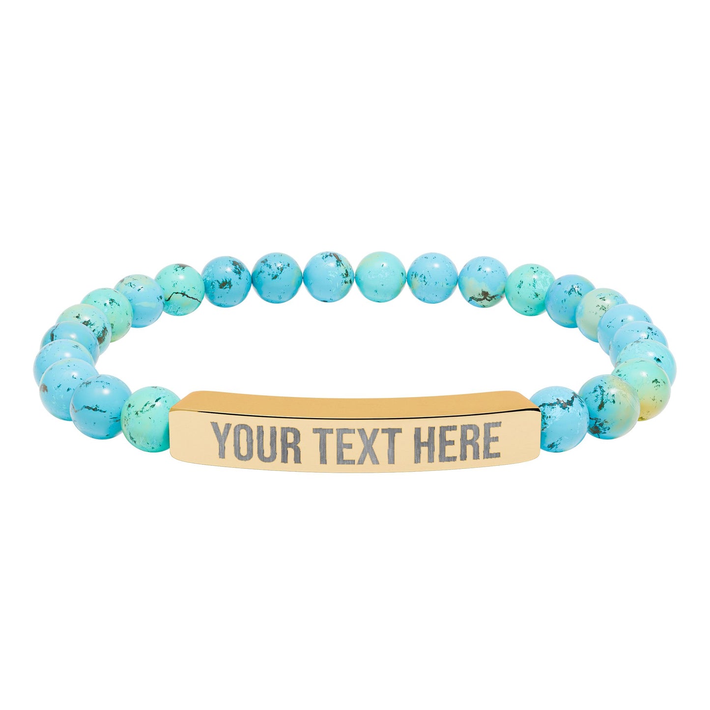 PERSONALIZED TEXT ENGRAVED NATURAL STONE BAR BRACELET