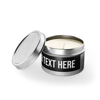 PERSONALIZED TEXT LABEL TIN BLACK + WHITE