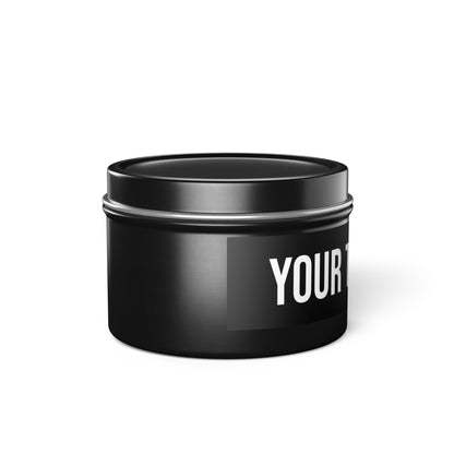 PERSONALIZED TEXT LABEL TIN BLACK + WHITE