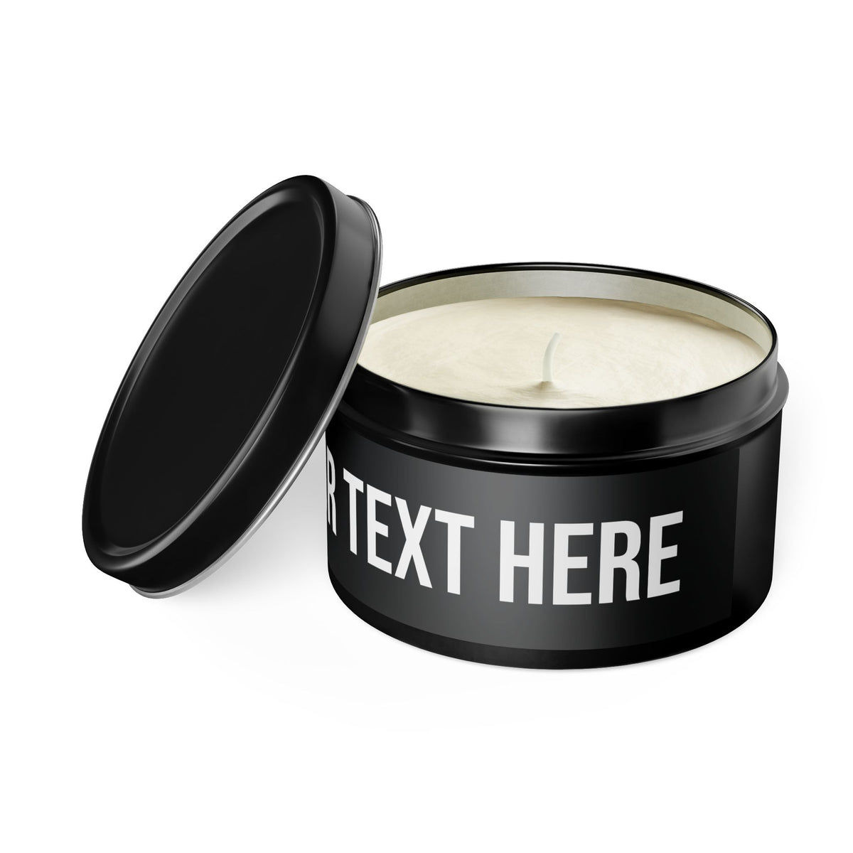 PERSONALIZED TEXT LABEL TIN BLACK + WHITE
