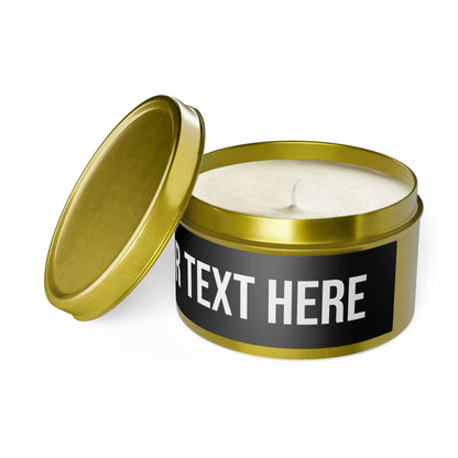 PERSONALIZED TEXT LABEL TIN BLACK + WHITE