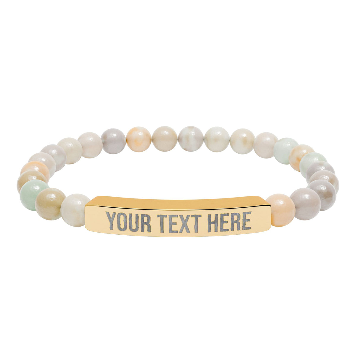 PERSONALIZED TEXT ENGRAVED NATURAL STONE BAR BRACELET