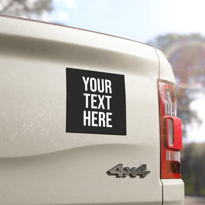 PERSONALIZED TEXT CAR MAGNET BLACK + WHITE