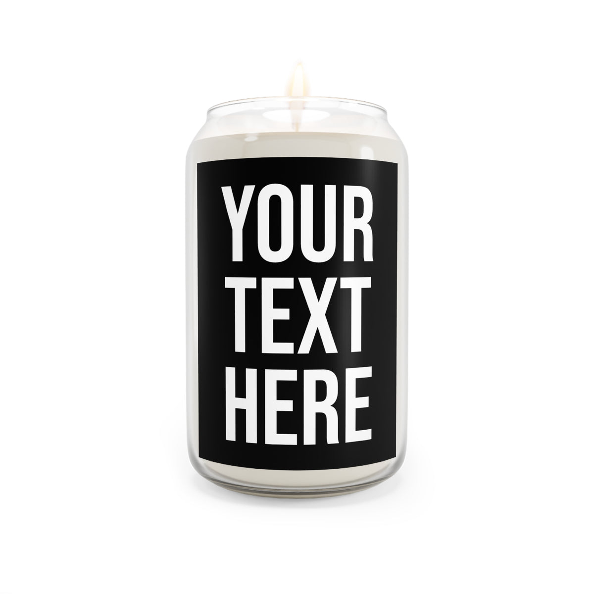 PERSONALIZED TEXT LABEL LARGE GLASS BLACK + WHITE