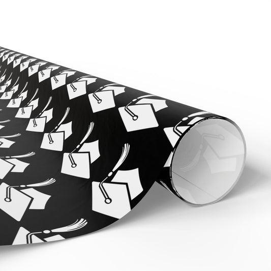 GRADUATION CAP WRAPPING PAPER BLACK + WHITE