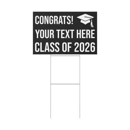 PERSONALIZED TEXT CLASS OF 2026 YARD SIGN BLACK + WHITE