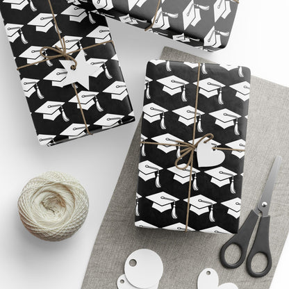 GRADUATION CAP WRAPPING PAPER BLACK + WHITE