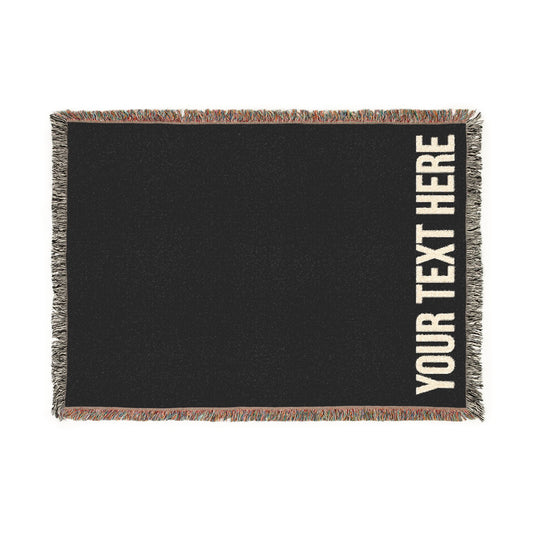 PERSONALIZED TEXT WOVEN BLANKET BLACK + WHITE