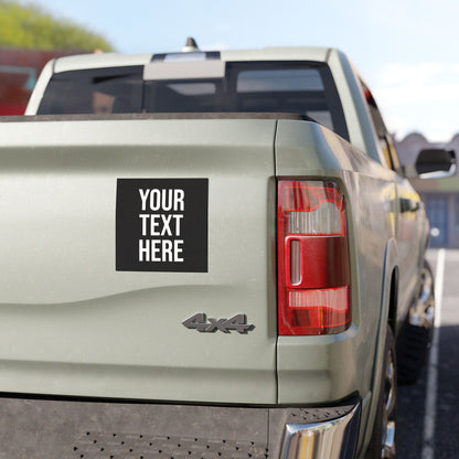 PERSONALIZED TEXT CAR MAGNET BLACK + WHITE
