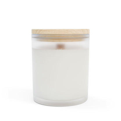 PERSONALIZED TEXT LABEL WOOD WICK MAPLE LID 11 OZ BLACK + WHITE