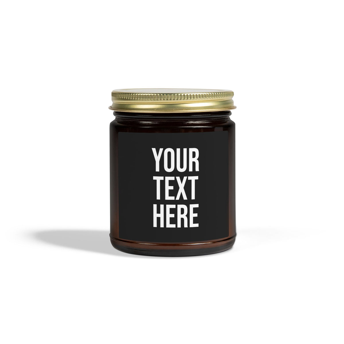 PERSONALIZED TEXT LABEL GOLD LID 4 OZ/9 OZ CLEAR/AMBER BLACK + WHITE