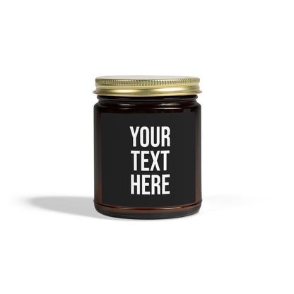 PERSONALIZED TEXT LABEL GOLD LID 4 OZ/9 OZ CLEAR/AMBER BLACK + WHITE