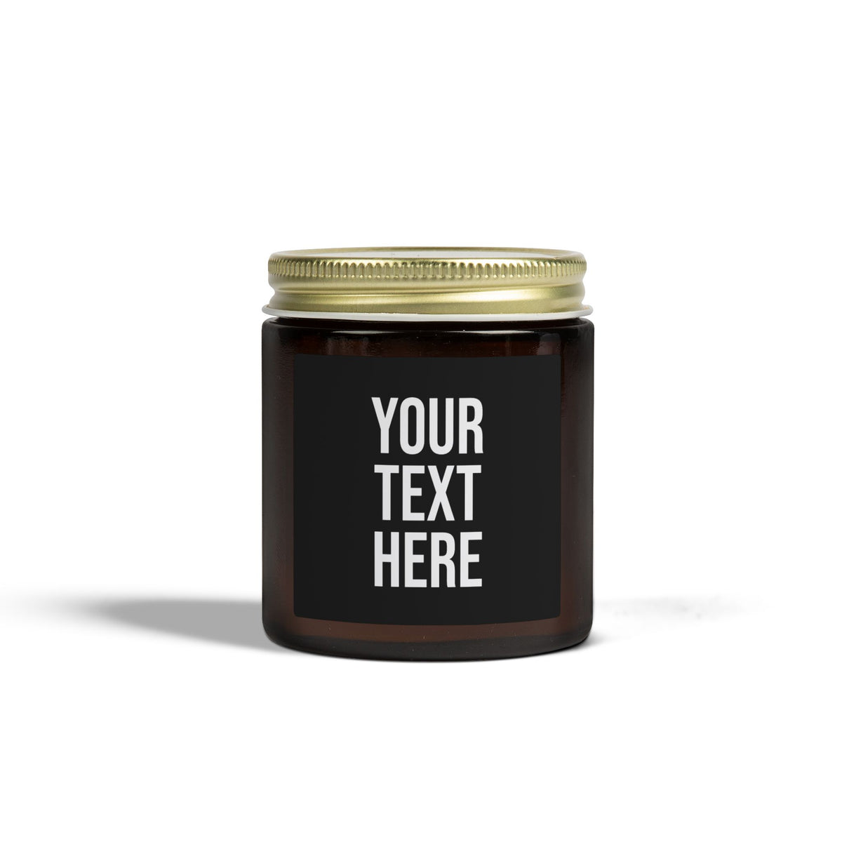 PERSONALIZED TEXT LABEL GOLD LID 4 OZ/9 OZ CLEAR/AMBER BLACK + WHITE