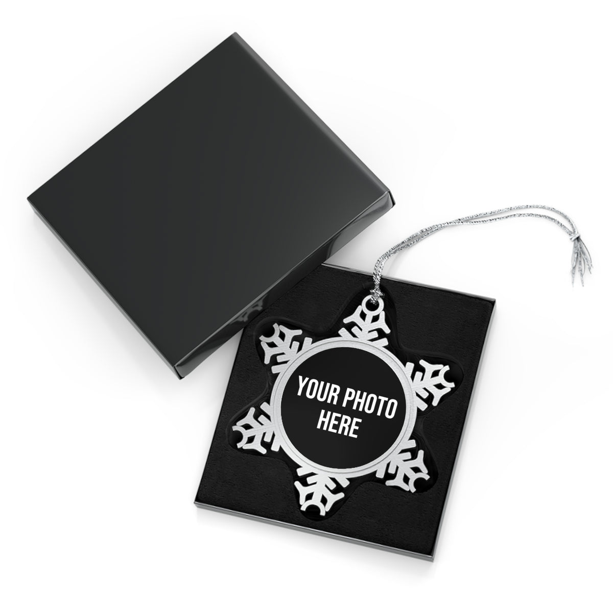 PERSONALIZED PHOTO PEWTER SNOWFLAKE ORNAMENT