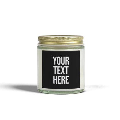 PERSONALIZED TEXT LABEL GOLD LID 4 OZ/9 OZ CLEAR/AMBER BLACK + WHITE