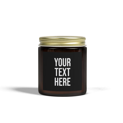 PERSONALIZED TEXT LABEL GOLD LID 4 OZ/9 OZ CLEAR/AMBER BLACK + WHITE