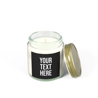 PERSONALIZED TEXT LABEL GOLD LID 4 OZ/9 OZ CLEAR/AMBER BLACK + WHITE