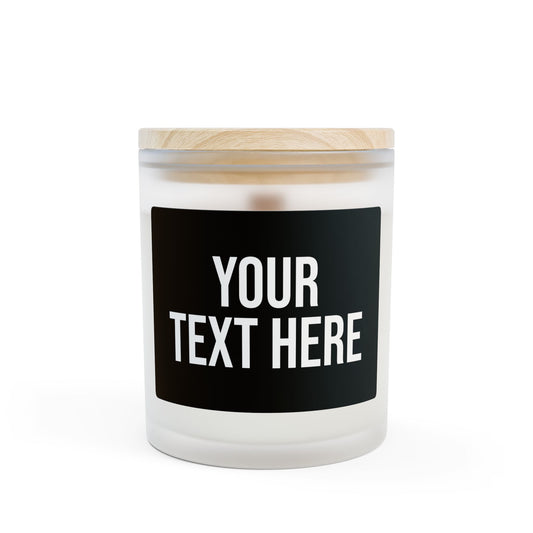 PERSONALIZED TEXT LABEL WOOD WICK MAPLE LID 11 OZ BLACK + WHITE