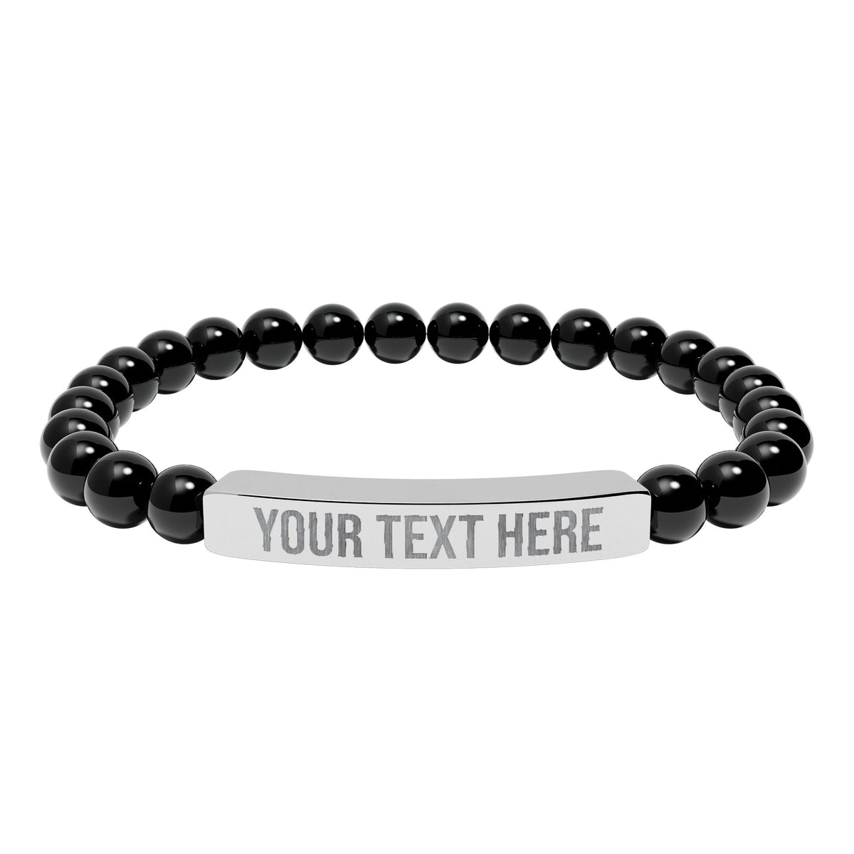 PERSONALIZED TEXT ENGRAVED NATURAL STONE BAR BRACELET